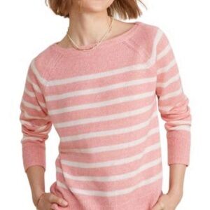 Vineyard Vines Pink White Striped Cashmere Linen Blend Sweater Large (READ)